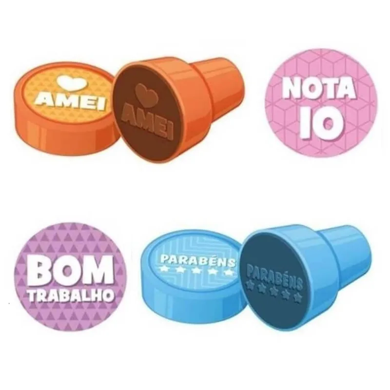 Kit 04 Carimbos Autotintados Cis Stamp Pedagogicos - Cis