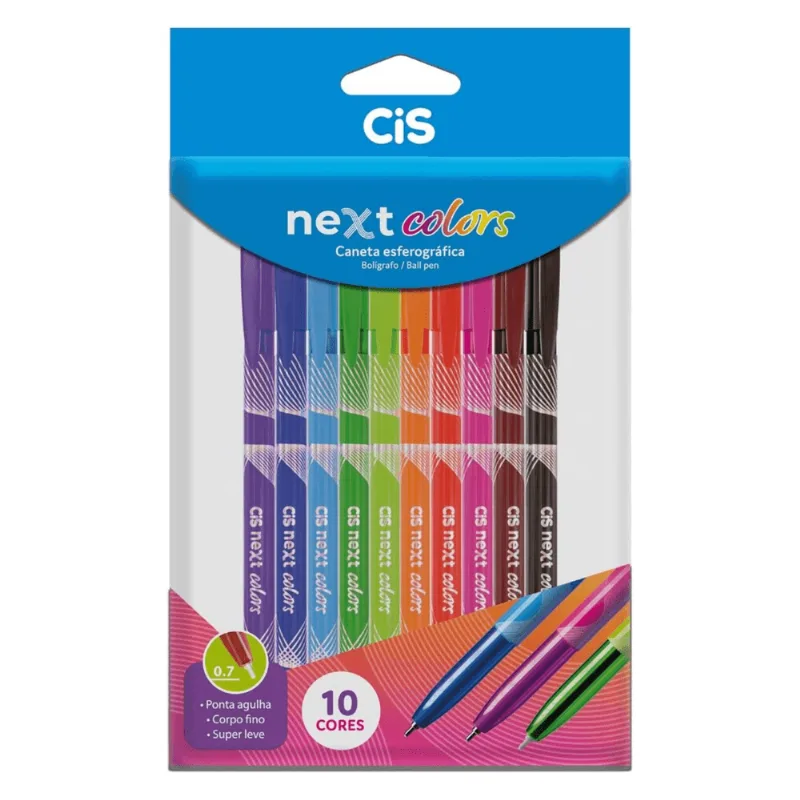 Conjunto de Canetas Next Colors 0.7mm c/ 10 Cores - Cis