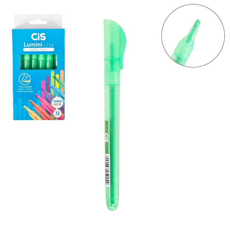 Caneta Marca Texto Lumini Lite Verde 7701 Cis - 12UN