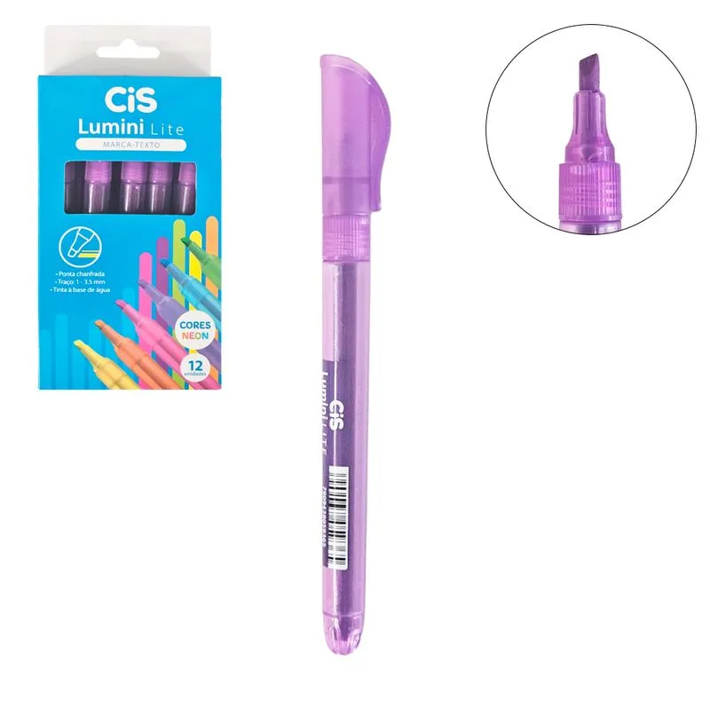 Caneta Marca Texto Lumini Lite Violeta 7705 Cis - 12UN