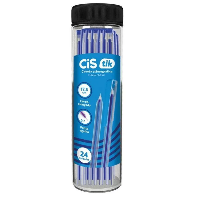 Pote Caneta Esferográfica Tik Cis - Azul 0.7mm c- 24 Unidades