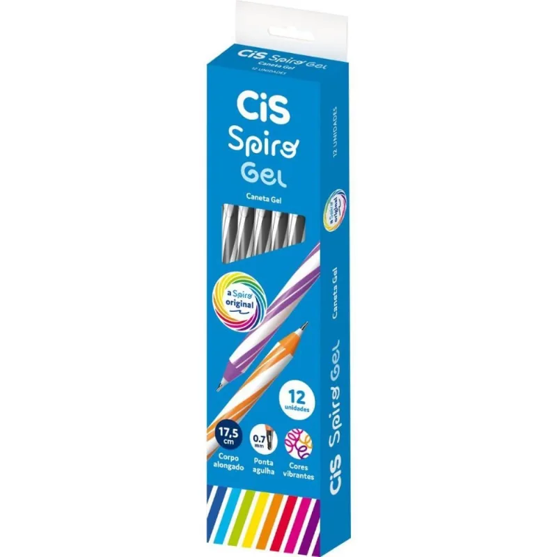 Caneta GEL CIS Spiro 0,7MM Preta CX.C/12