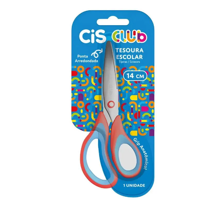 TESOURA ESCOLAR CLUB PONTA ARREDONDADA 14CM CIS