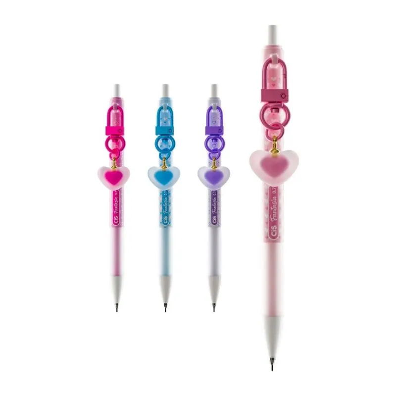 Lapiseira 0.7mm Fantasia Cis Coração Com Borracha E Pingente Escolar Grafite Ponta Fina Colorido