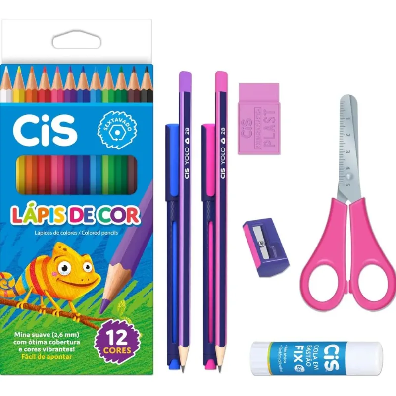 Kit Escolar Yolo Com 9 Peças Rosa N251310-1 - Cis