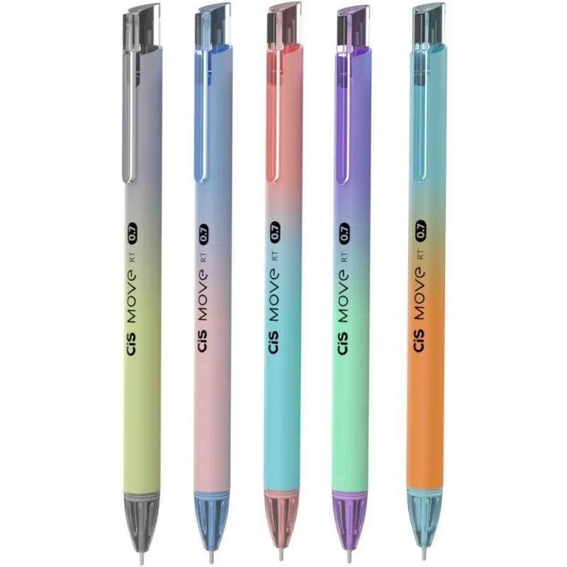Caneta Esferografica Retratil CIS Move 0.7MM 5 Cores (S) DP.C/24