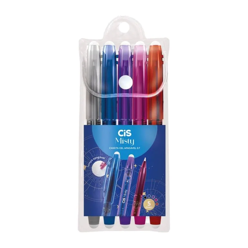 Caneta Gel Apagável Misty CIS 0,7mm Estojo com 5 Unidades