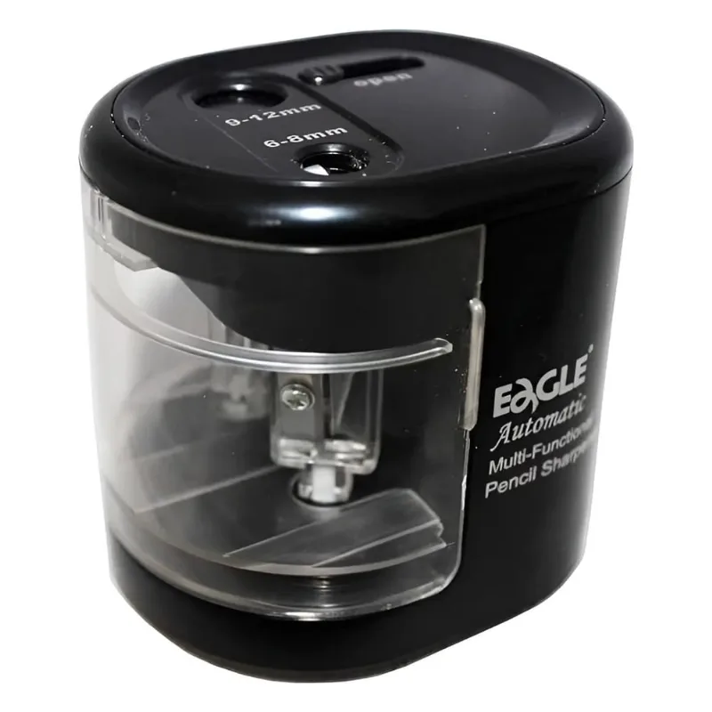 Apontador Elétrico 2 Furos USB Pilha Eagle EG5161 Preto