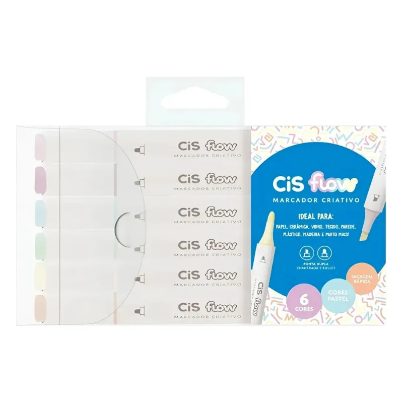 Marcador Criativo Flow 6 Cores Pastel