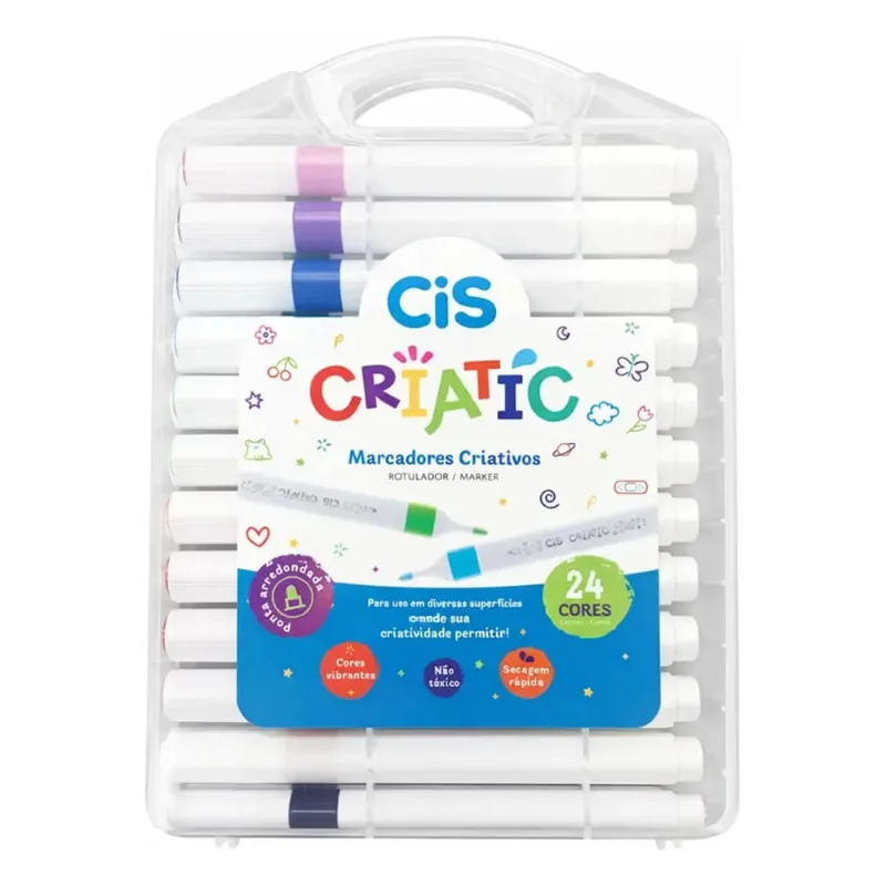 Marcador Criativo Infantil CRIATIC FLOW Tinta Acrílica 24