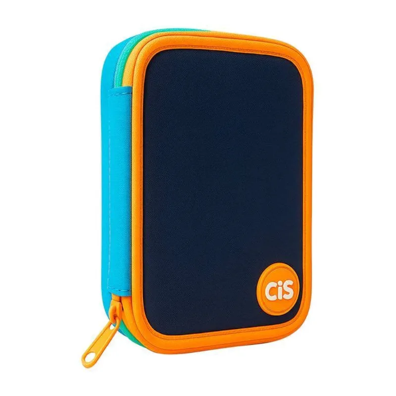 Estojo Box Grande Cis Azul 3 Compartimentos