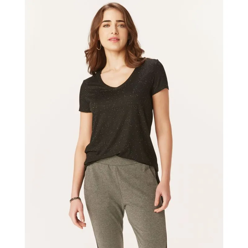 Blusa Básica Feminina Decote Redondo Em Viscose Botonê Preto - XGG