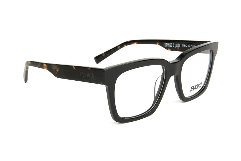 Óculos de Grau Evoke Uprise III A01 BLACK TEMPLE DEMI GRAPHITE TAM 53 MM