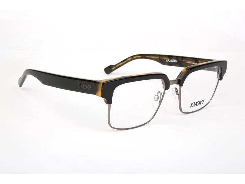 Óculos de Grau Evoke ON THE ROCKS VII A01 BLACK SHINE DEMI GUN TAM 53 MM