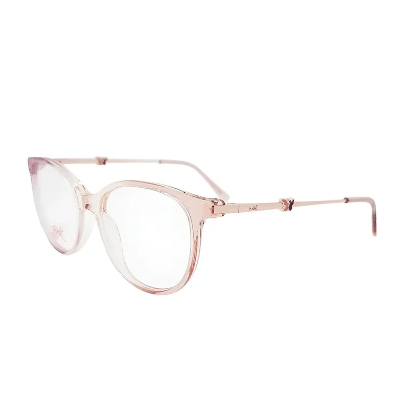 Armação de Óculos de Grau Jolie JO6143 Feminino Redondo Acetato Rosa Translúcido