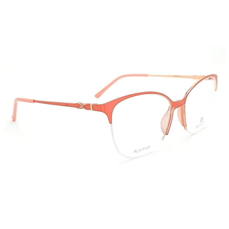 Armação de Óculos de Grau Bulget BG2157 Feminino Gatinho Metal Nude