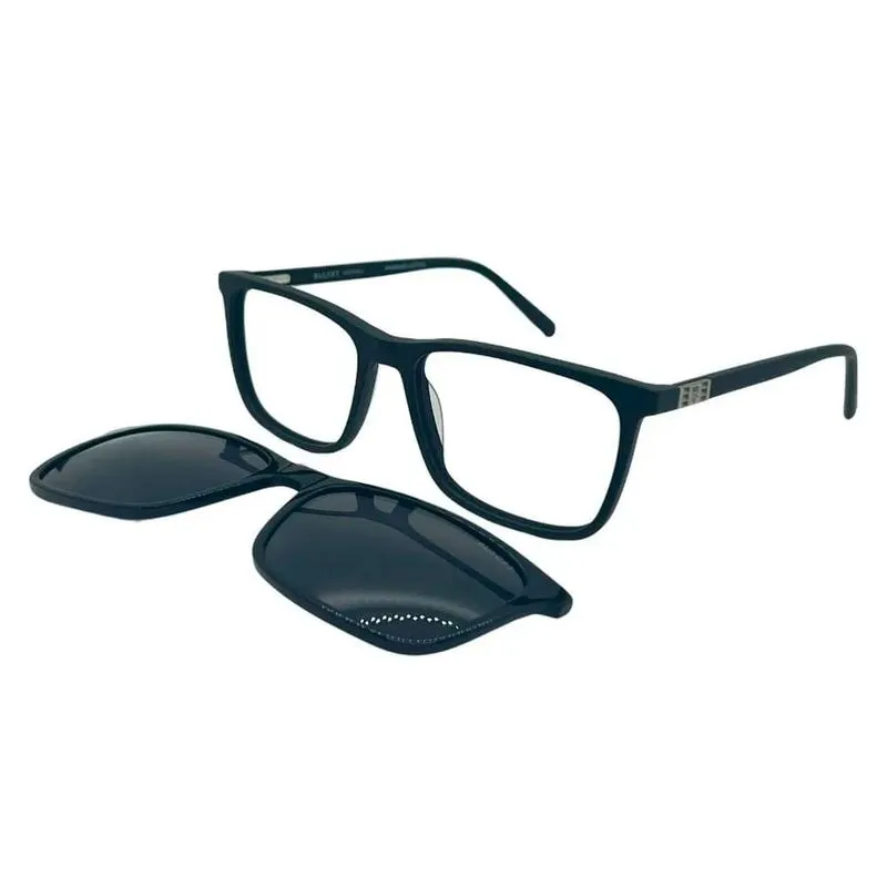 Armação de Óculos de Grau com Clipon Masculino Bulget Quadrado BG6437M Cor Preto Fosco