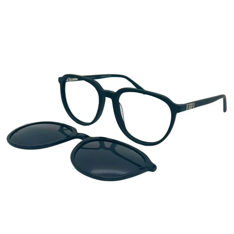 Armação de Óculos de Grau com Clipon Masculino Bulget Geométrico BG6439M A11 Cor Preto Fosco