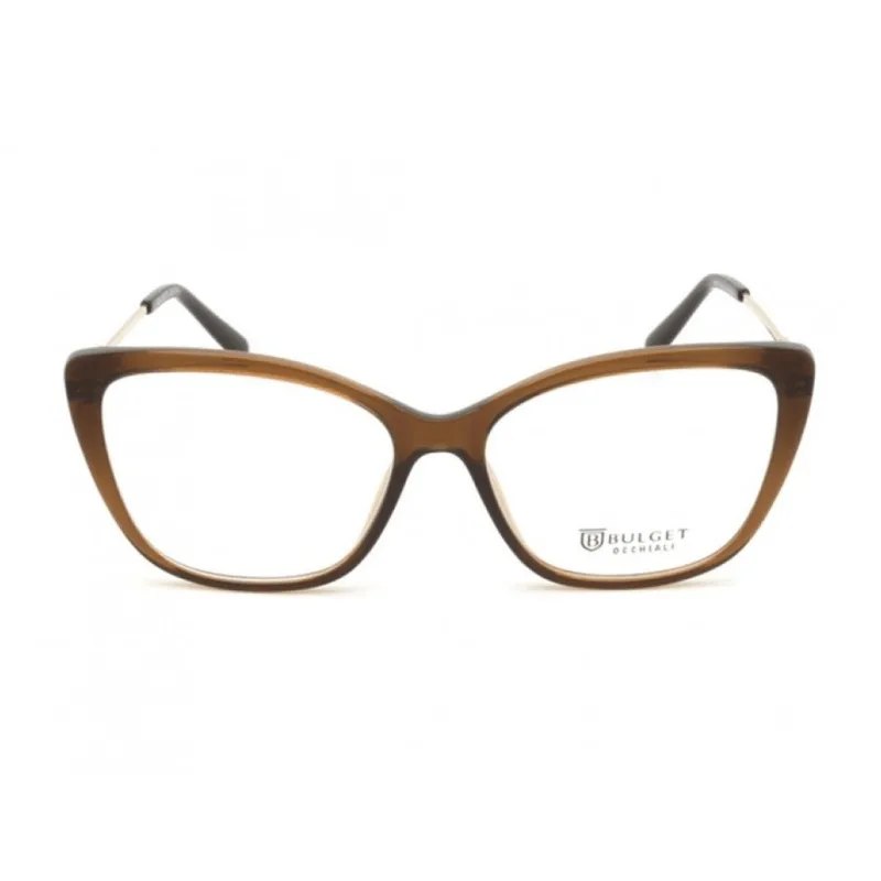 Armação para Óculos de Grau Feminino Bulget BG7213I Marrom Translúcido e Dourado