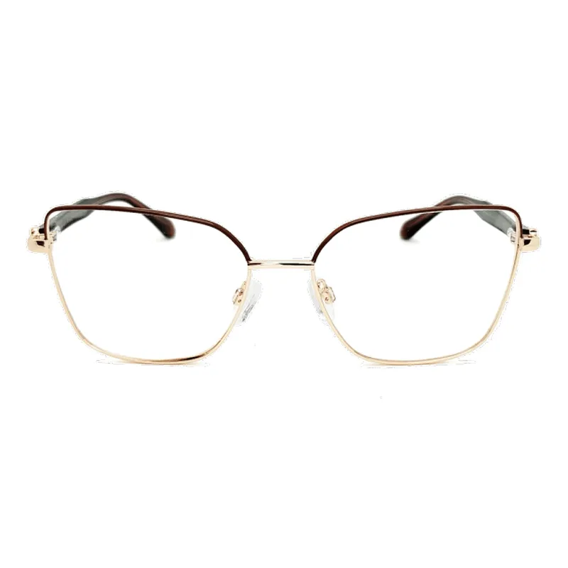 Armação de Óculos de Grau Jean Marcell JM1048 Feminino Gatinho Metal Marrom