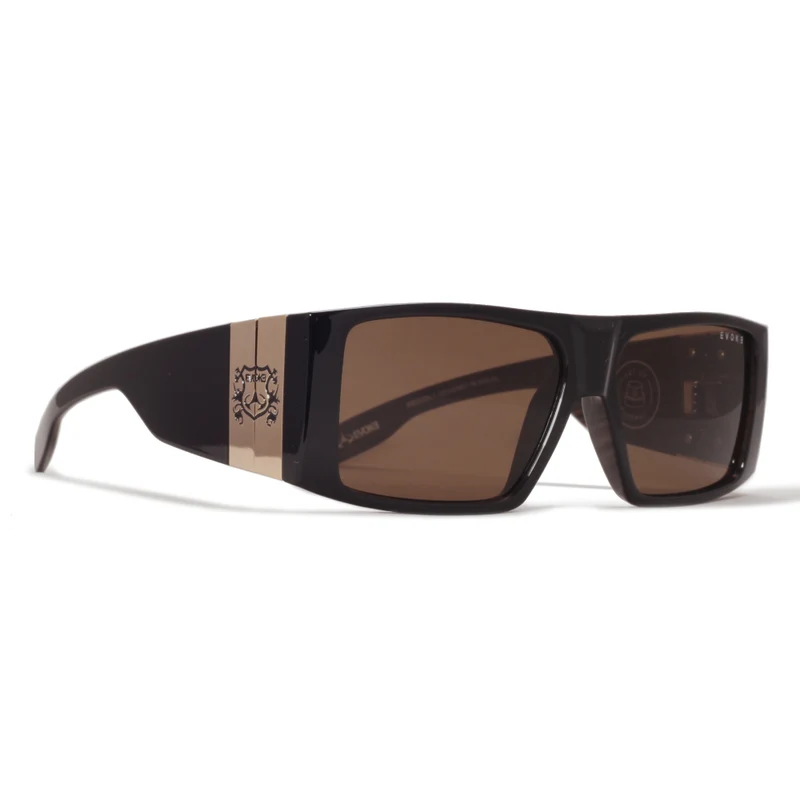 ÓCULOS DE SOL EVOKE NEW BOMBER BRA12B BLACK WOOD GOLD BROWN TOTAL