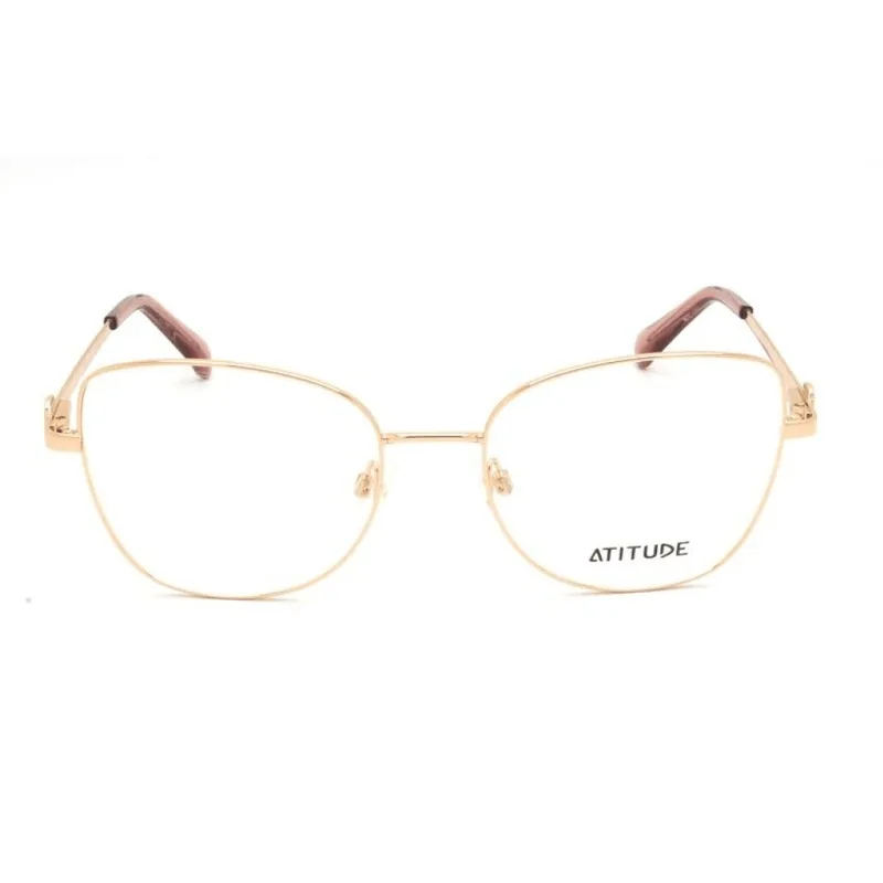 Armação de Óculos de Grau Atitude AT1719 Feminino Gatinho Metal Dourado