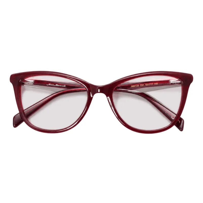 Armação de Óculos de Grau Jean Marcell JM6133 Feminino Quadrado Acetato Vermelho