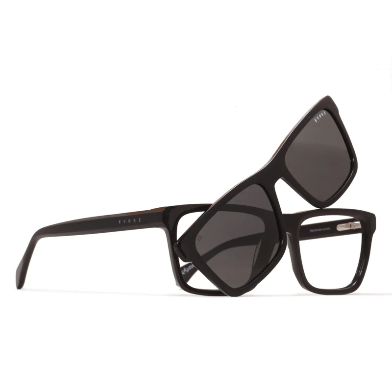 ÓCULOS DE GRAU EVOKE CLIP ON VIP A01P BLACK SHINE GRAY POLARIZED