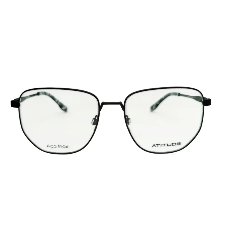 Armação de Óculos de Grau Atitude AT1725M Masculino Quadrado Metal Preto