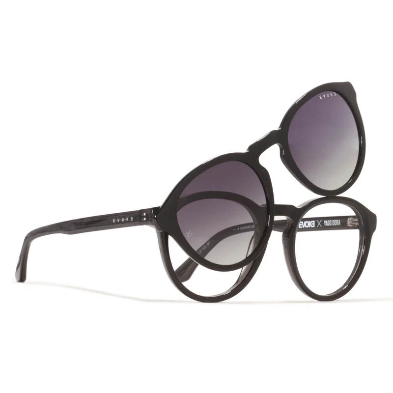 ÓCULOS DE GRAU Evoke X Yago Dora Clip on Round II YD01P Crystal Gray Polarized