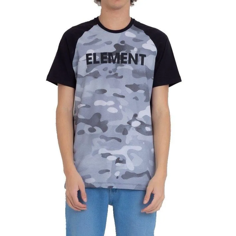 Camiseta Element Snow Camo Raglan Masculina Preto/Cinza M