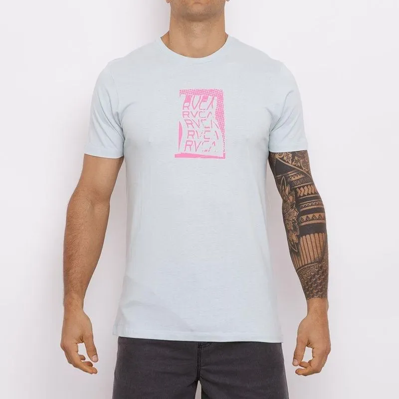 Camiseta RVCA Warpt Masculina Azul Claro GG / azul