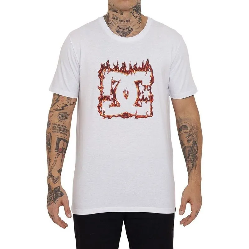 Camiseta DC Shoes DC Fuego Masculina Branco G / branco