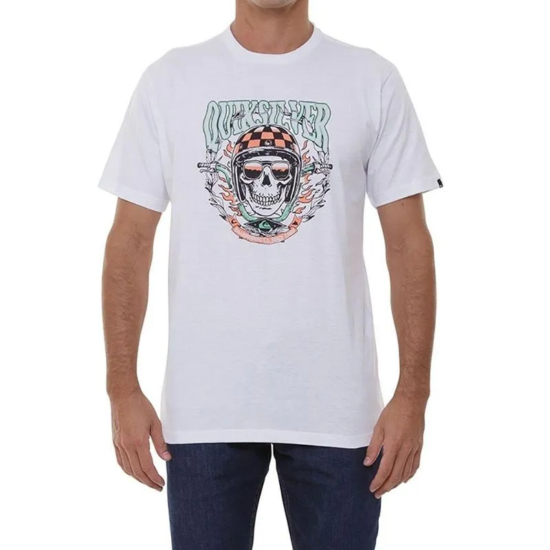 Camiseta Quiksilver Biker Skull Masculina Branco G / branco