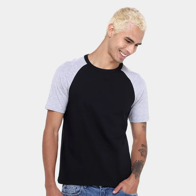 Kit Camiseta Básicos Raglan 2 Peças Masculina - Masculino - Preto+verde