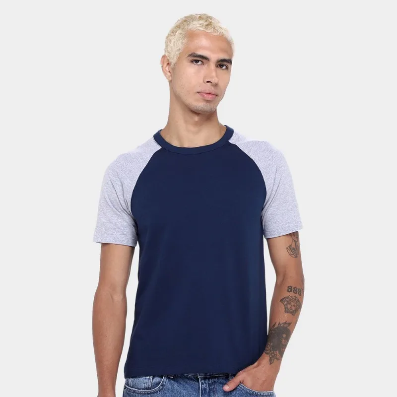 Kit Camiseta Básicos Raglan 2 Peças Masculina - Masculino - Laranja+Azul