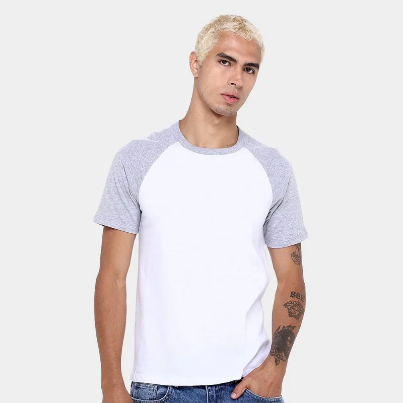 Kit Camiseta Básicos Raglan 2 Peças Masculina - Masculino - Branco+Verde