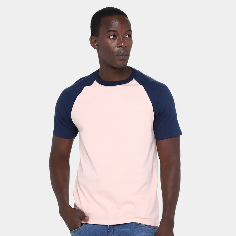 Kit Camiseta Básicos Raglan 2 Peças Masculina - Masculino - Verde+laranja