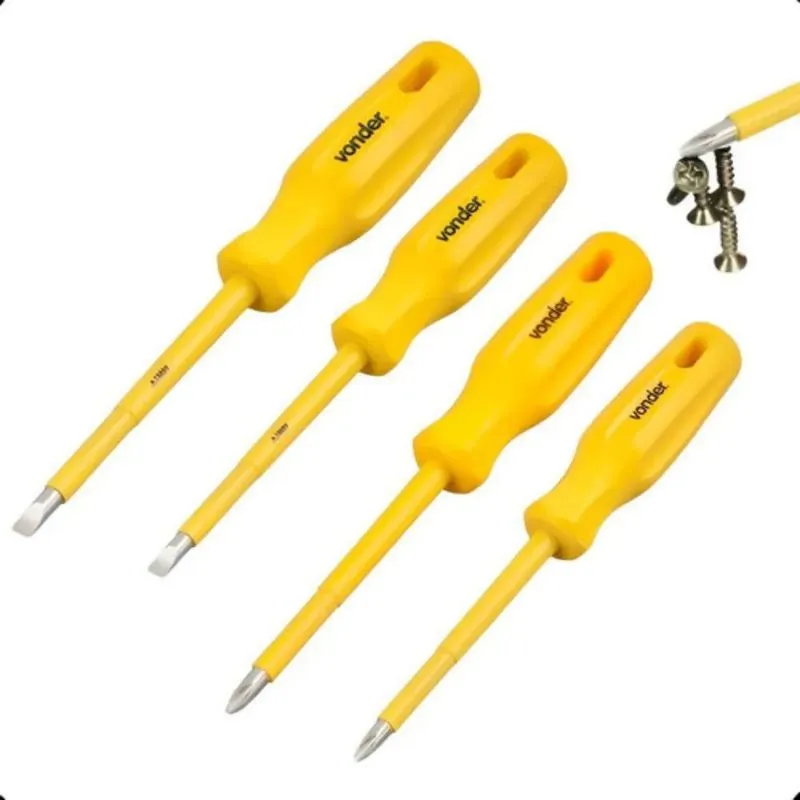 Jogo Chave Fenda/phillips Isolada 1000v 4 Pçs Profissional
