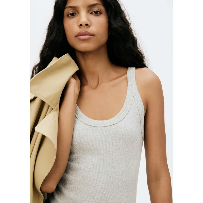 Regata Básica Feminina Slim Rib - Cinza EXG