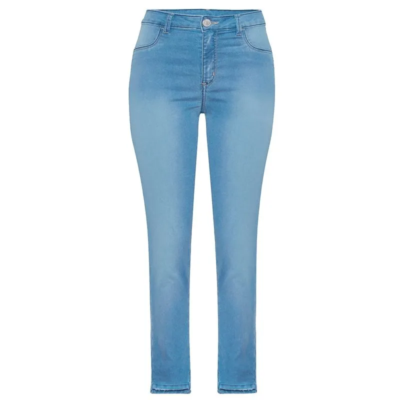 Calça Jeans Feminina Sculpted Cigarrete Com Barra Desfiada