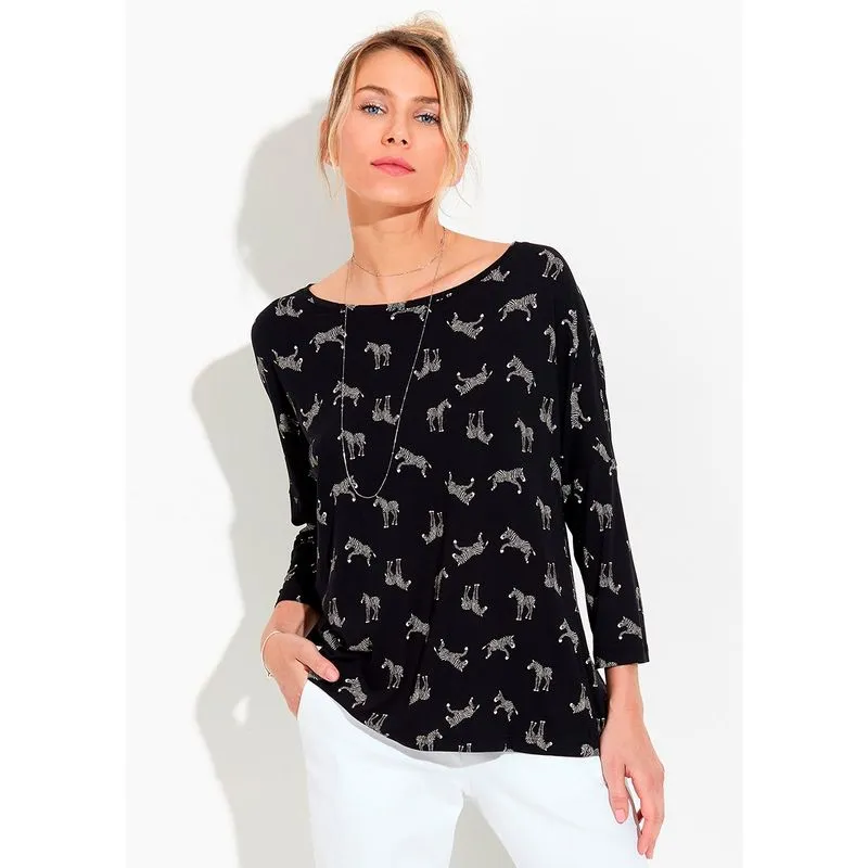Blusa Feminina Manga 3/4 Estampada