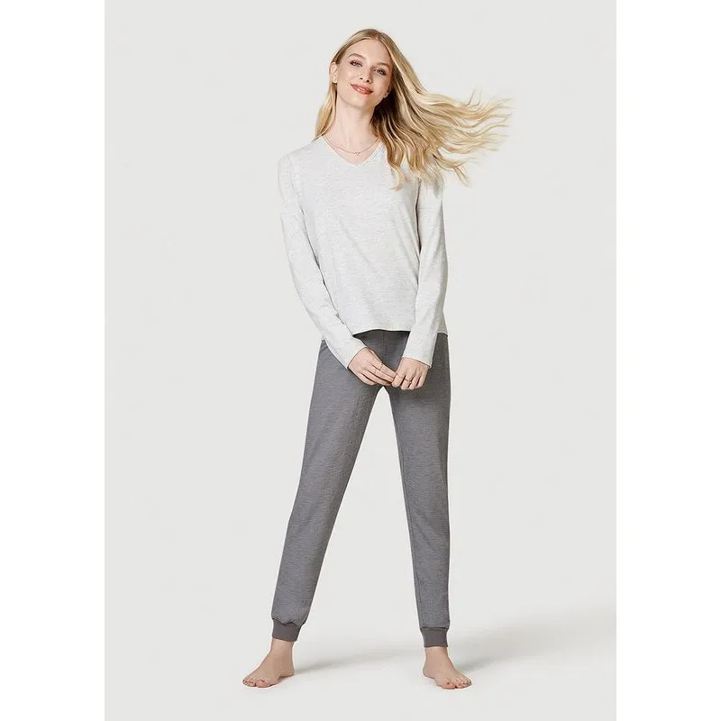 Pijama Longo Feminino Decote V