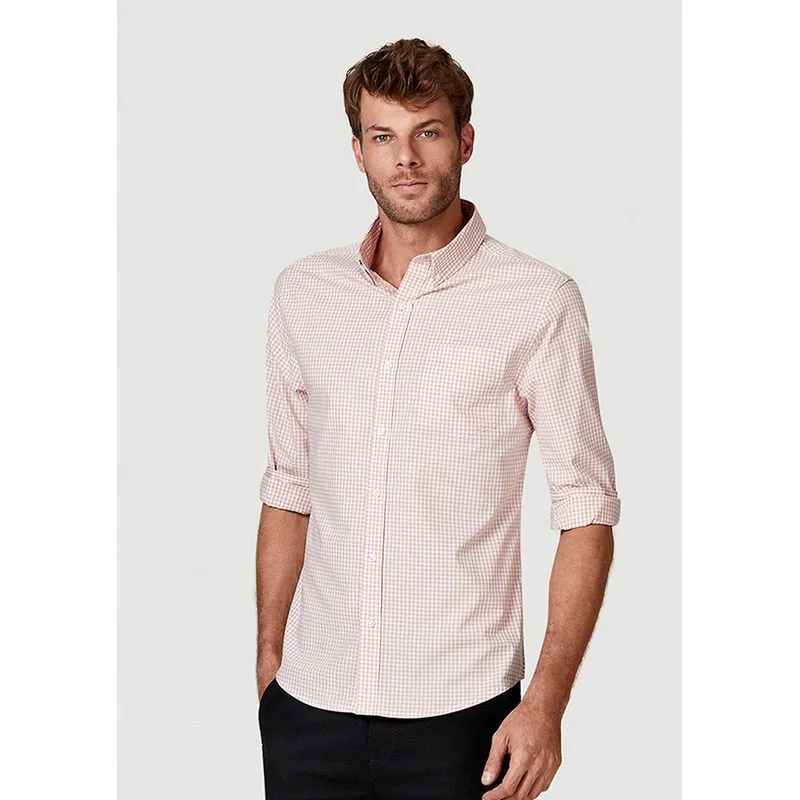 Camisa Básica Masculina Xadrez Manga Longa - Rosa P
