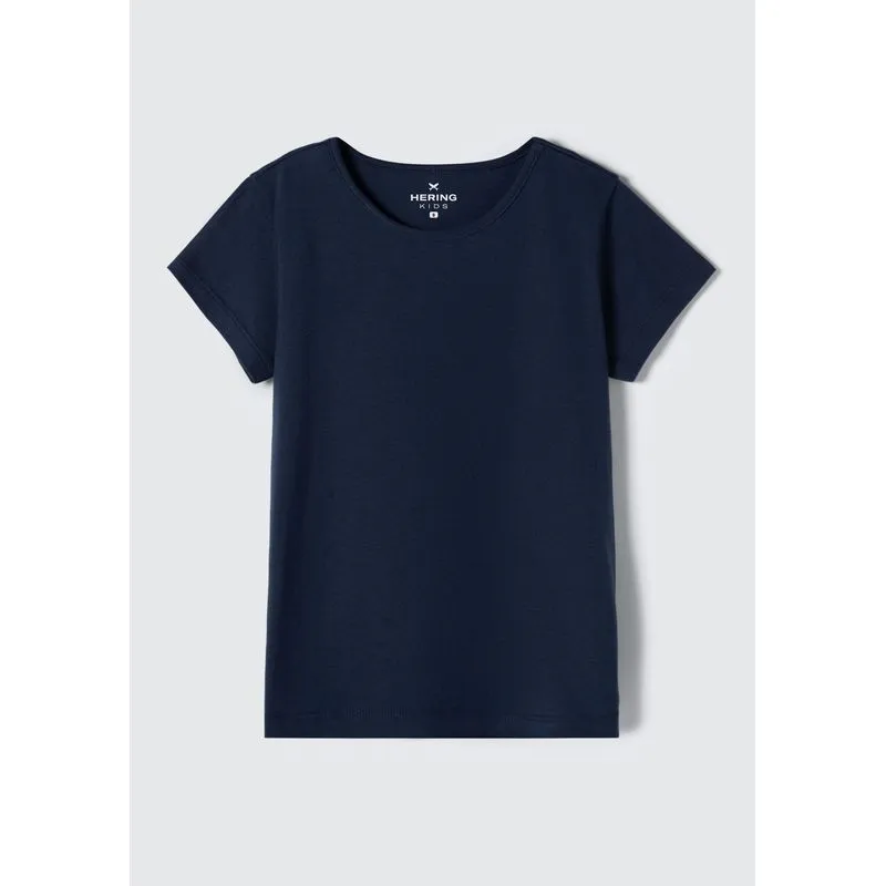 Blusa Básica Infantil Menina Manga Curta - Azul 001