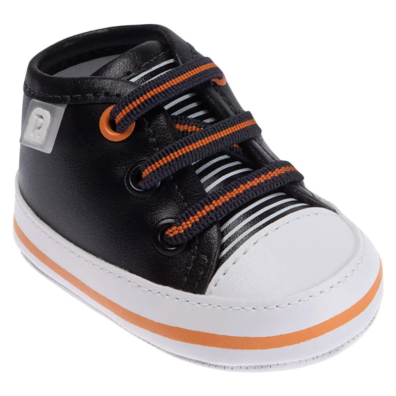 Tênis Para Bebês - Cano Alto - Courinho - Branco e Preto - Pimpolho 3