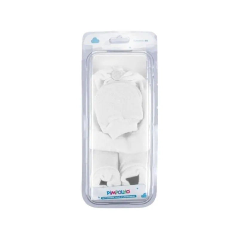 Kit RN Gorro, Luva e Sapato Unissex Branco 6265-1 Pimpolho KIT GORRO, LUVA E SAPATO RN PIMPOLHO UNI