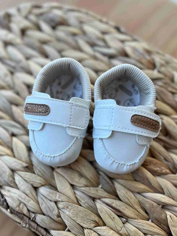 SAPATO MOCASSIM BATIZADO VELCRO MENINO PIMPOLHO Branco / 2
