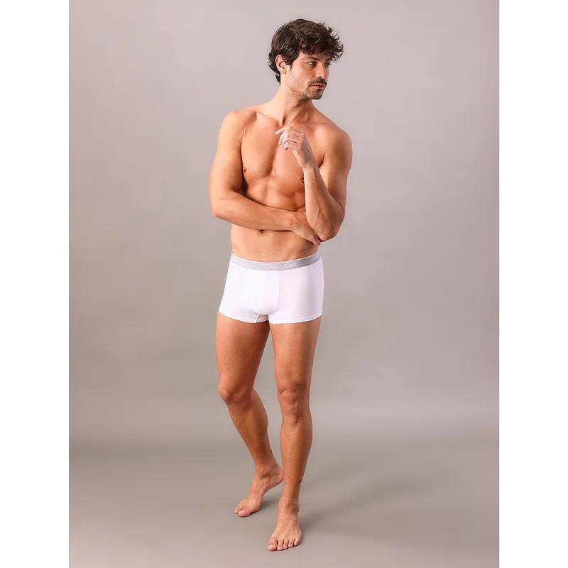 Kit 2 Underwear Trunk Cintura Baixa de Algodão Clássica Cuecas Calvin Klein - Branco Kit 2 Underwear Trunk Cintura Baixa de Algodão Clássica Cuecas Calvin Klein Branco s