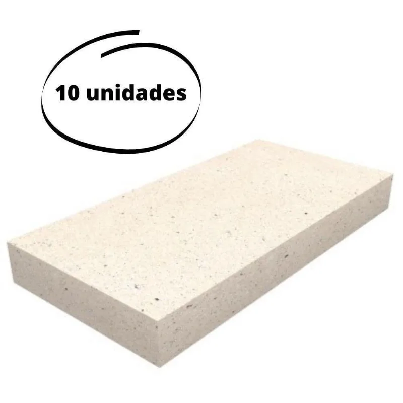 10 Placa Refratária Churrasqueira 11,4 X 23X 2,5Cm